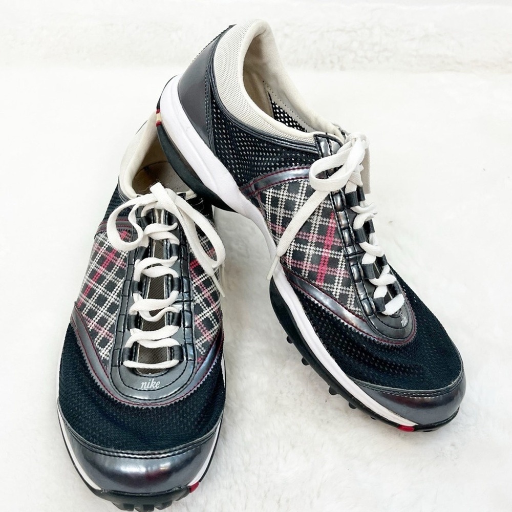 Nike Plaid Golf Shoes Blue White Red Cleats Sporty Women’s Size 9 - Picture 3 of 11